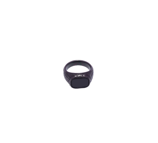Black Engraved Stainless Steel Signet Ring